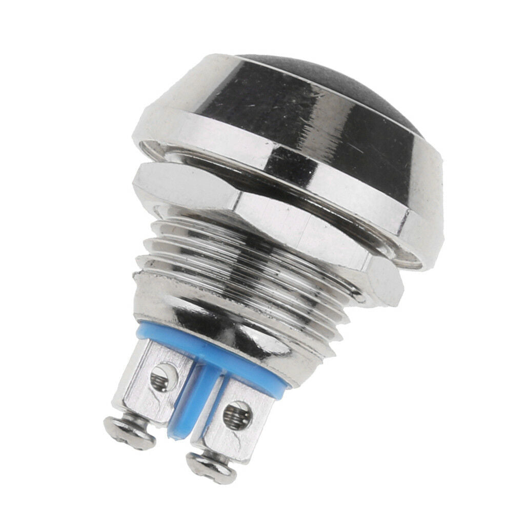 12mm Metal Latching SPST Srcrew Terminal Push Button Auto Reset Switch Black