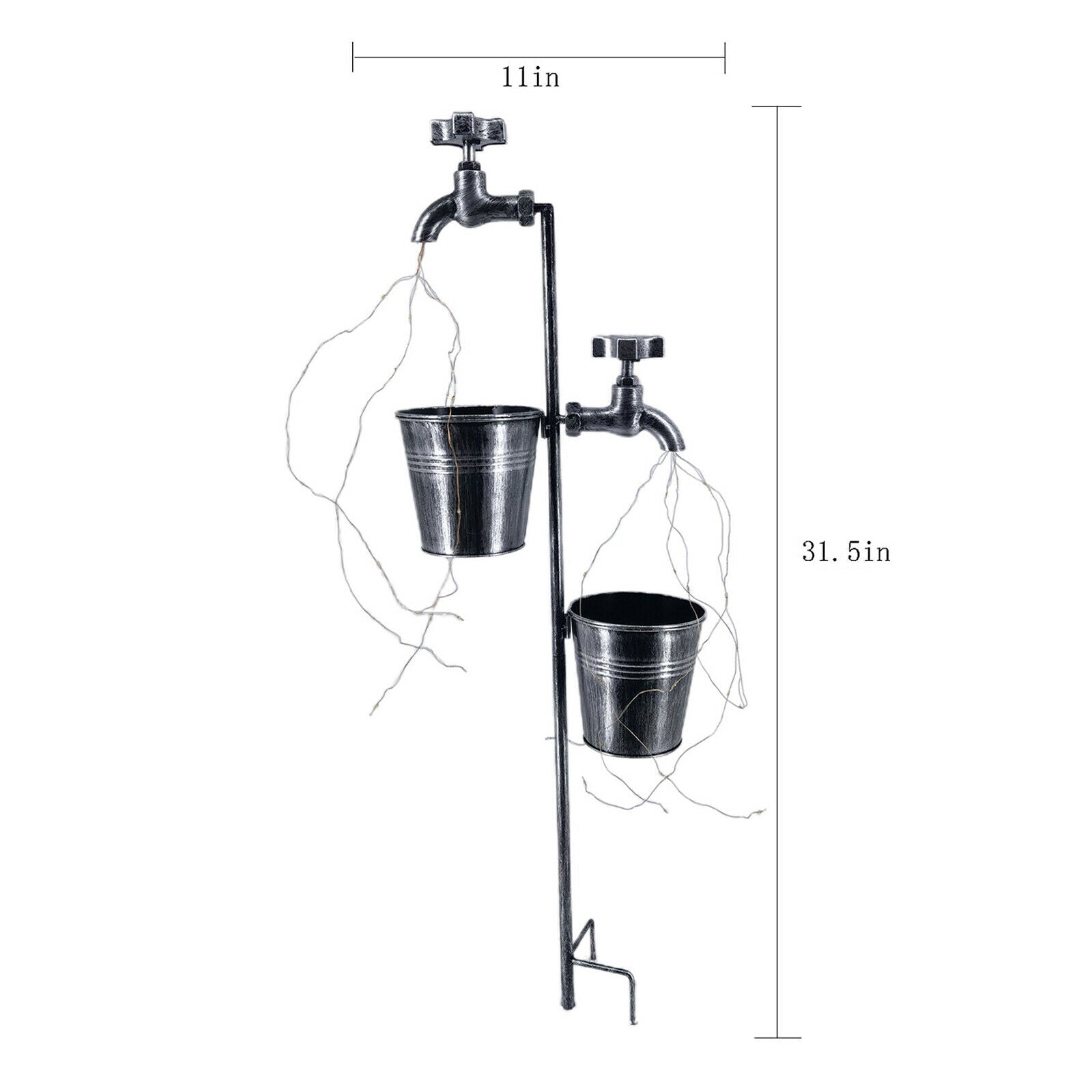 Garden Watering Can String Light Copper Wire Solar Power Yard Lawn Lamp Brown