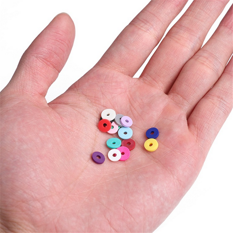 2600pcs 15 Color 6mm Flat Round Polymer Clay Discs Spacer Bead Jewelry Making