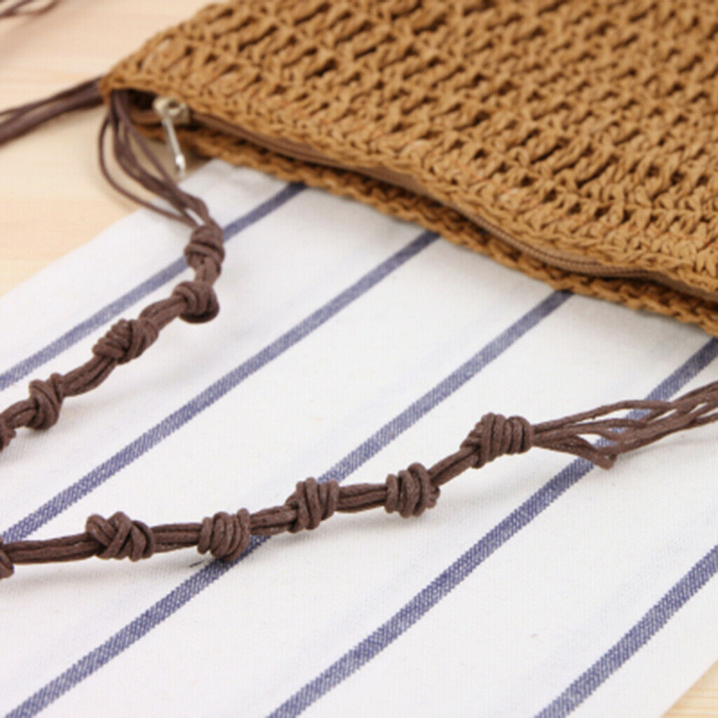 Summer Retro Straw Hand-Woven Satchel Messenger Beach Cross-body Bags Brown
