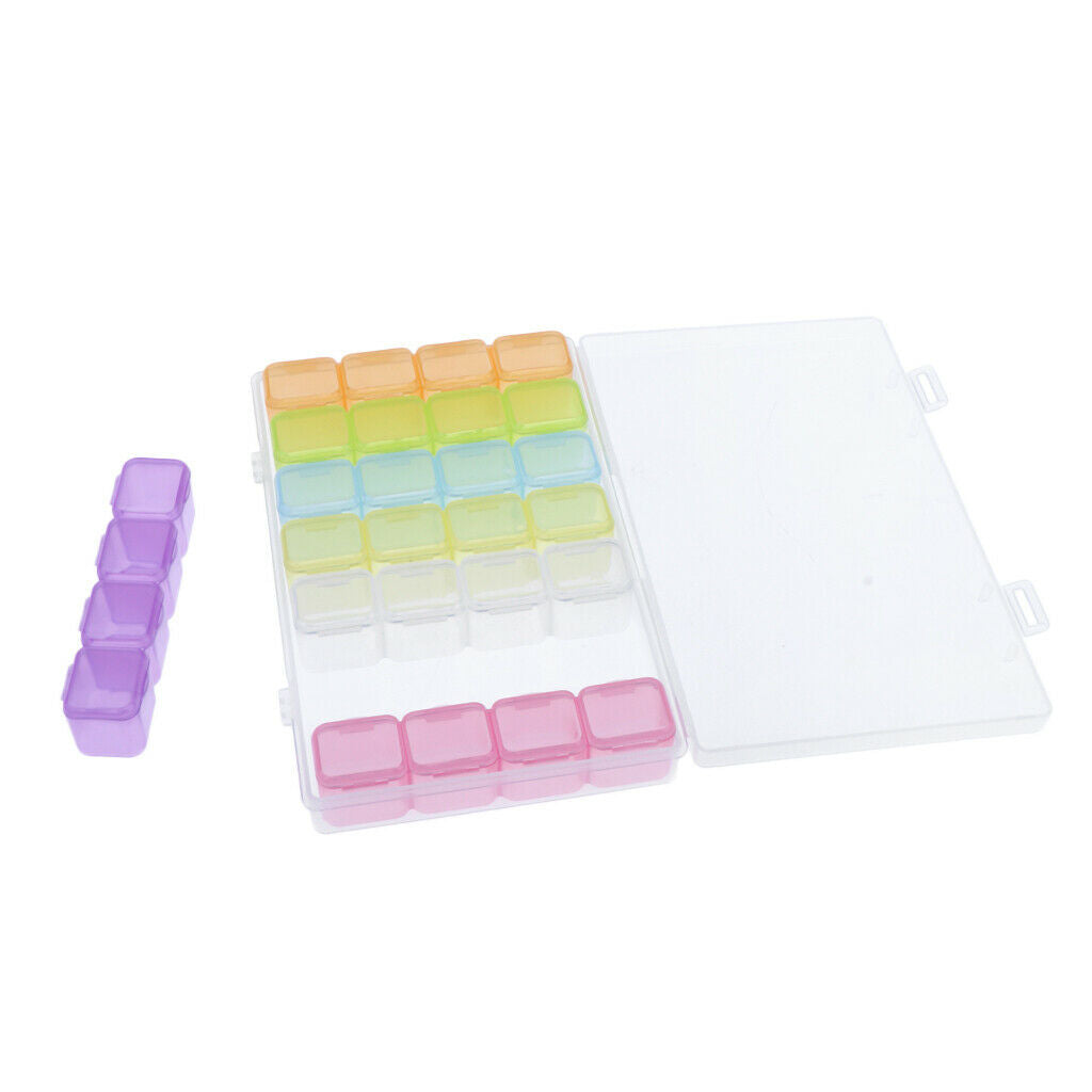 28 Storage Compartments for Nail Art Jewelry with Glitter Rhinestones