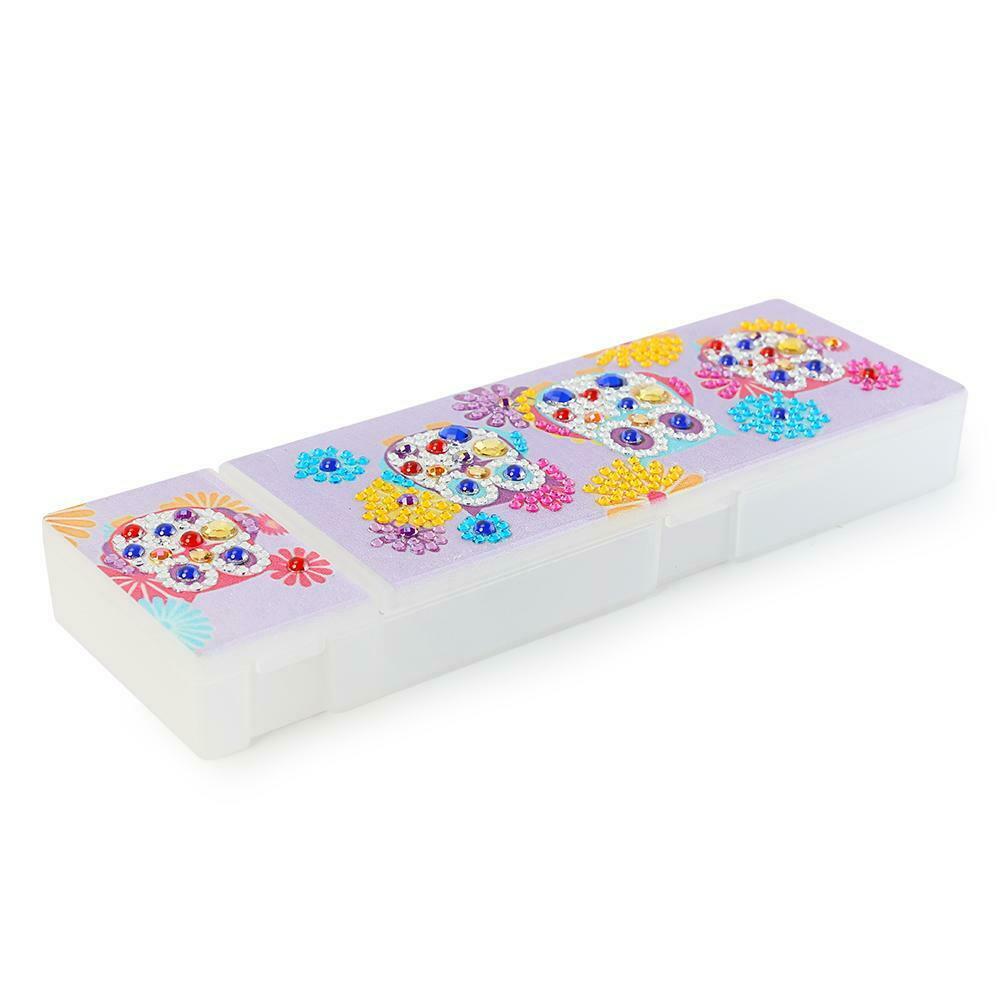 DIY Owl Special Shaped Diamond Painting 2 Grids Pencil Storage Case Gifts @