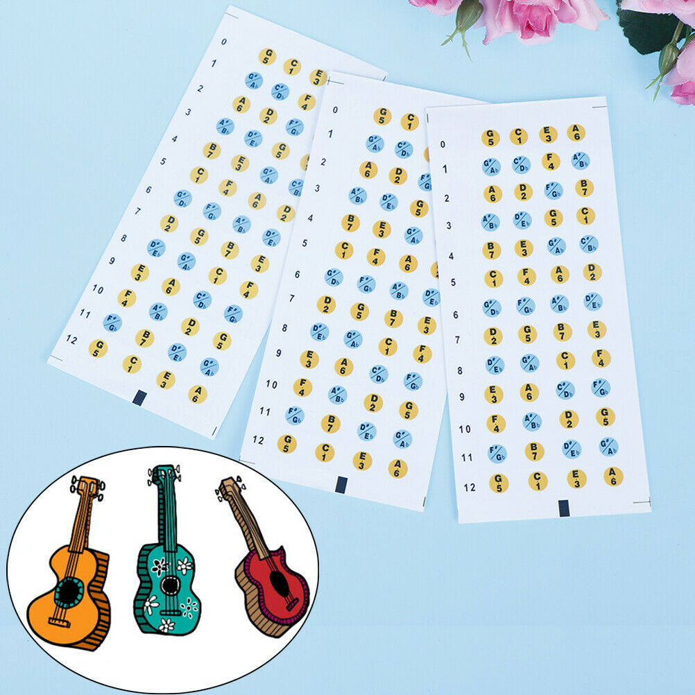 3 Pcs New Ukulele Fretboard Scale Labels Stickers For Beginners Learnin.l8