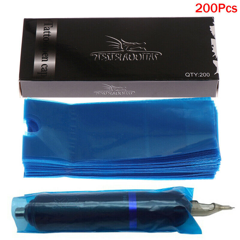 200pcs Tattoo Clip Plastic Cord Sleeves Supply Disposable Covers Bags Mach FTBU