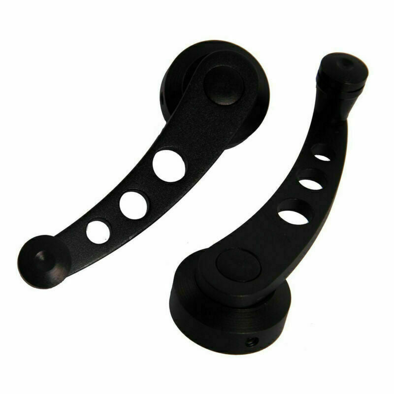 Car Auto Window Winder Kit Crank Door Glass Handle Aluminium Black 2Pc Universal
