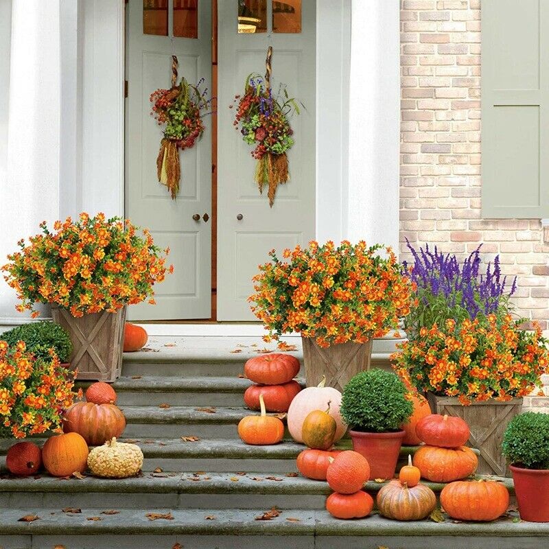 6 Pack Artificial Flowers for Outdoors,Winter Color Resistant Boxwood ShrubsS3S1