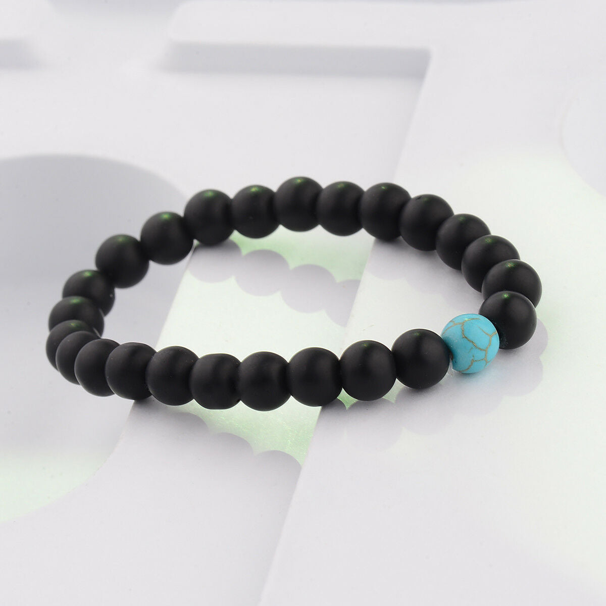 Couple His&Hers Distance Bracelets Lava Bead Turquoise Matching YinYang Jewelry