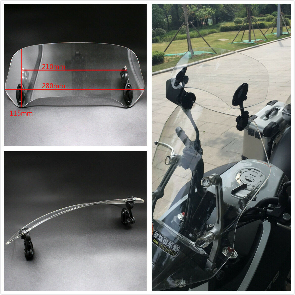 1Pcs Universal Adjustable Motorcycle Windscreen Windshield Spoiler Air Deflector
