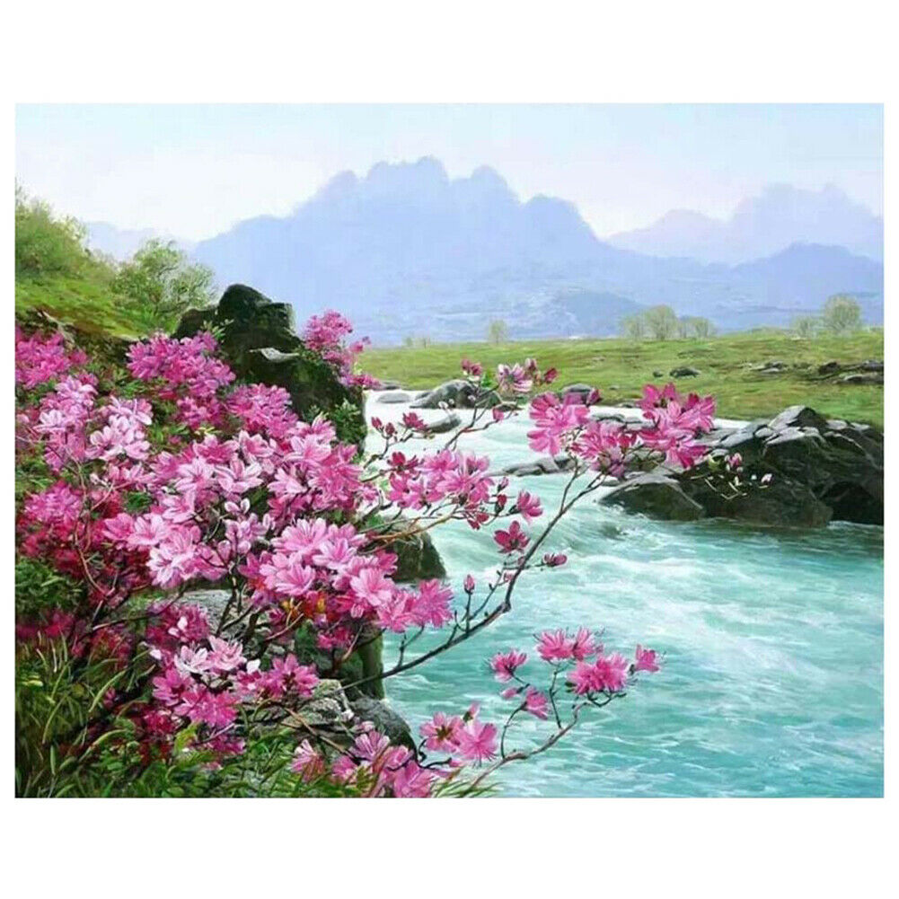 Painting HandmadeFlower River Vally Landscape Oil Painting on Canvas Picture