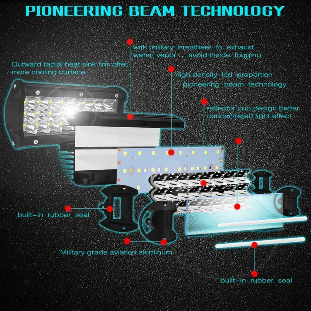 Car Tri Row 7inch 360W LED Work Light Bar Spot 4WD SUV Truck Driving Light