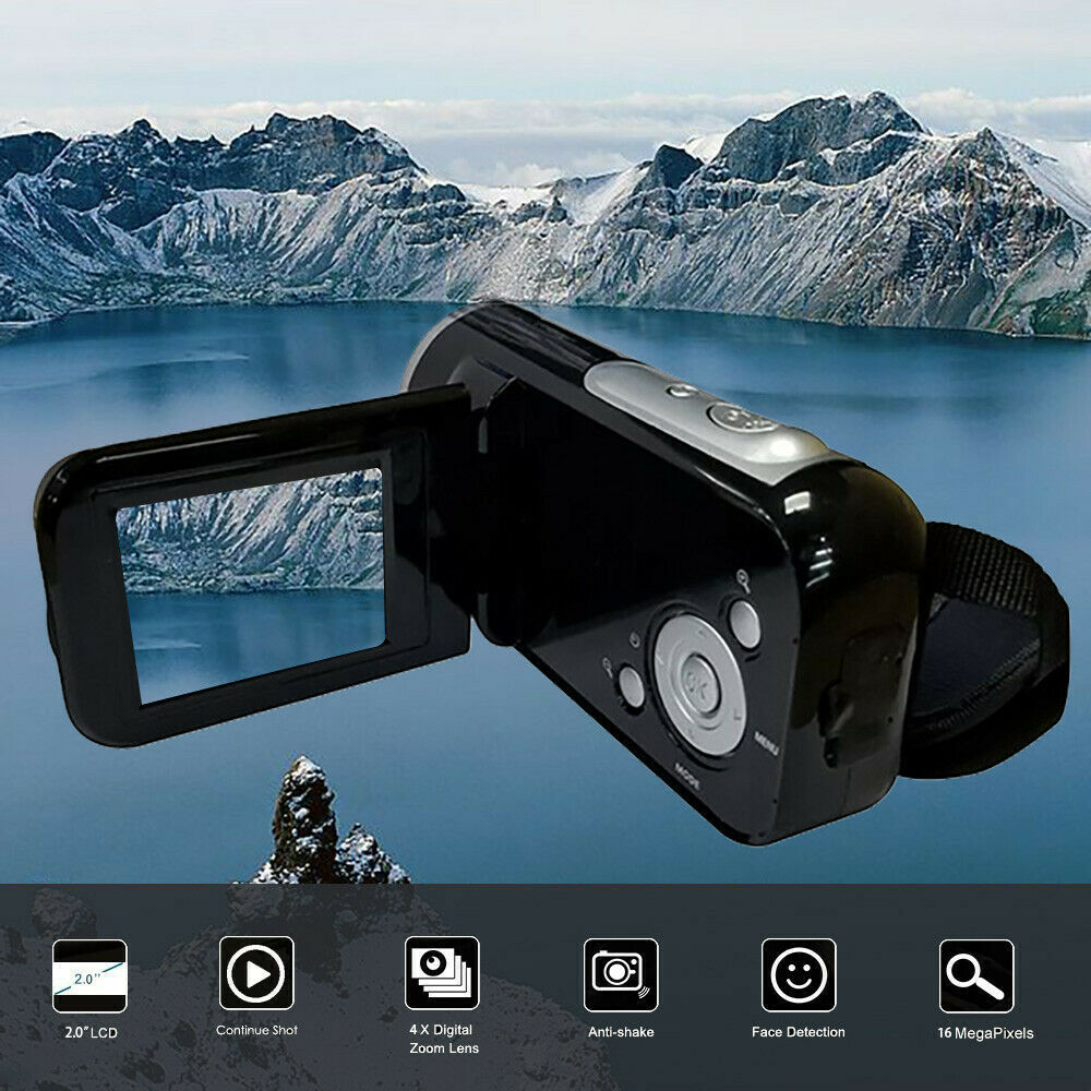 Black Video Camcorder HD 1080P Handheld Digital Camera 4X Digital Zoom Practical
