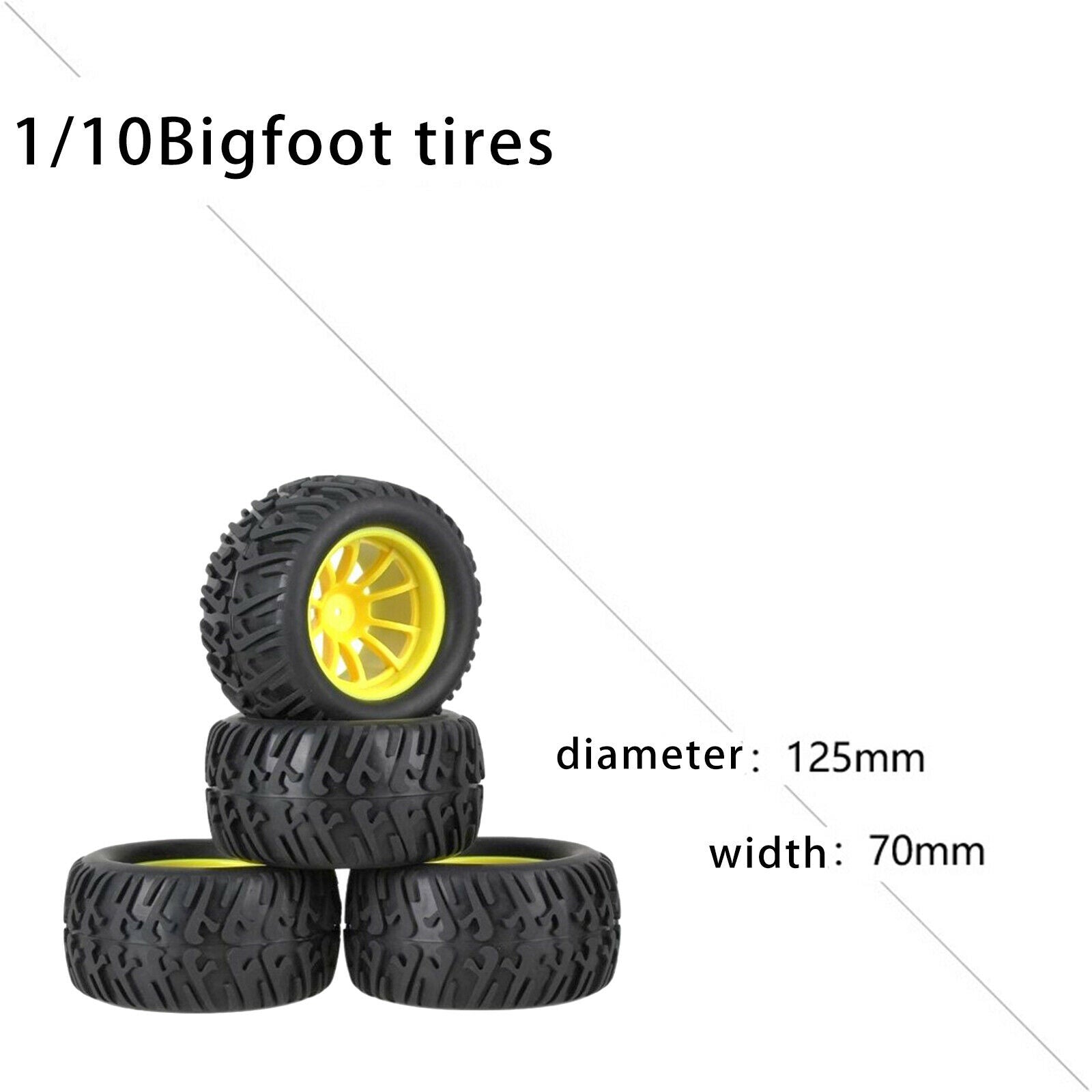 4pcs Wheel Rims & Tires with Inflator for SCX10 D90 1:10 Car Vehicles Yellow
