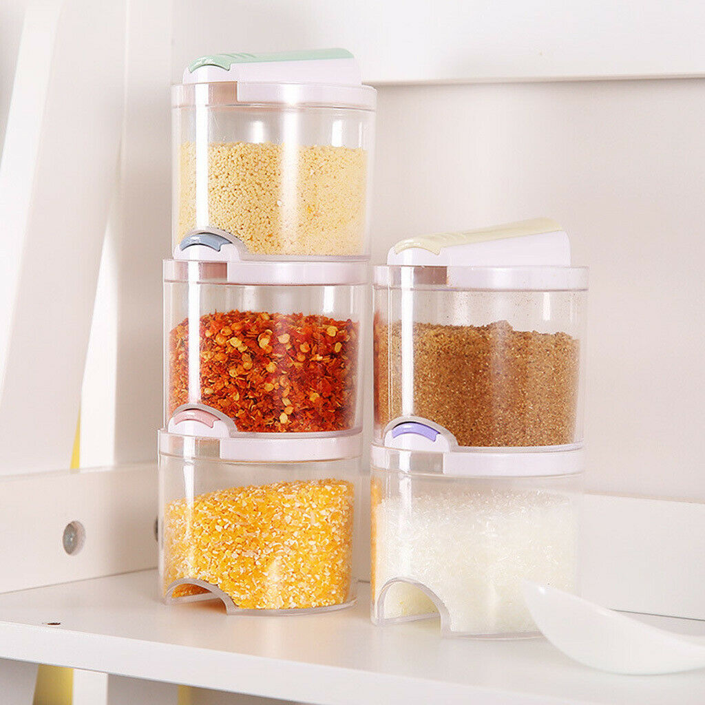 5 X Plastic Sugar Bowl Salt Storage Box Spice Tin