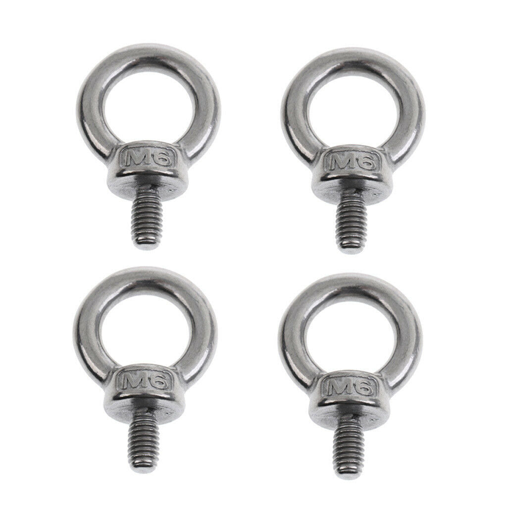 4pcs Stainless Steel DIN 580 Machine Shoulder Lift Eye Bolt Marine M6 x 11mm