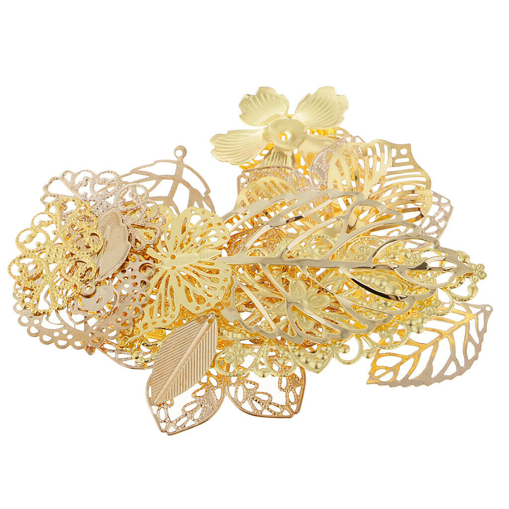 17x Metal Filigree Leaves Charm Pendant For DIY Necklace Bracelet