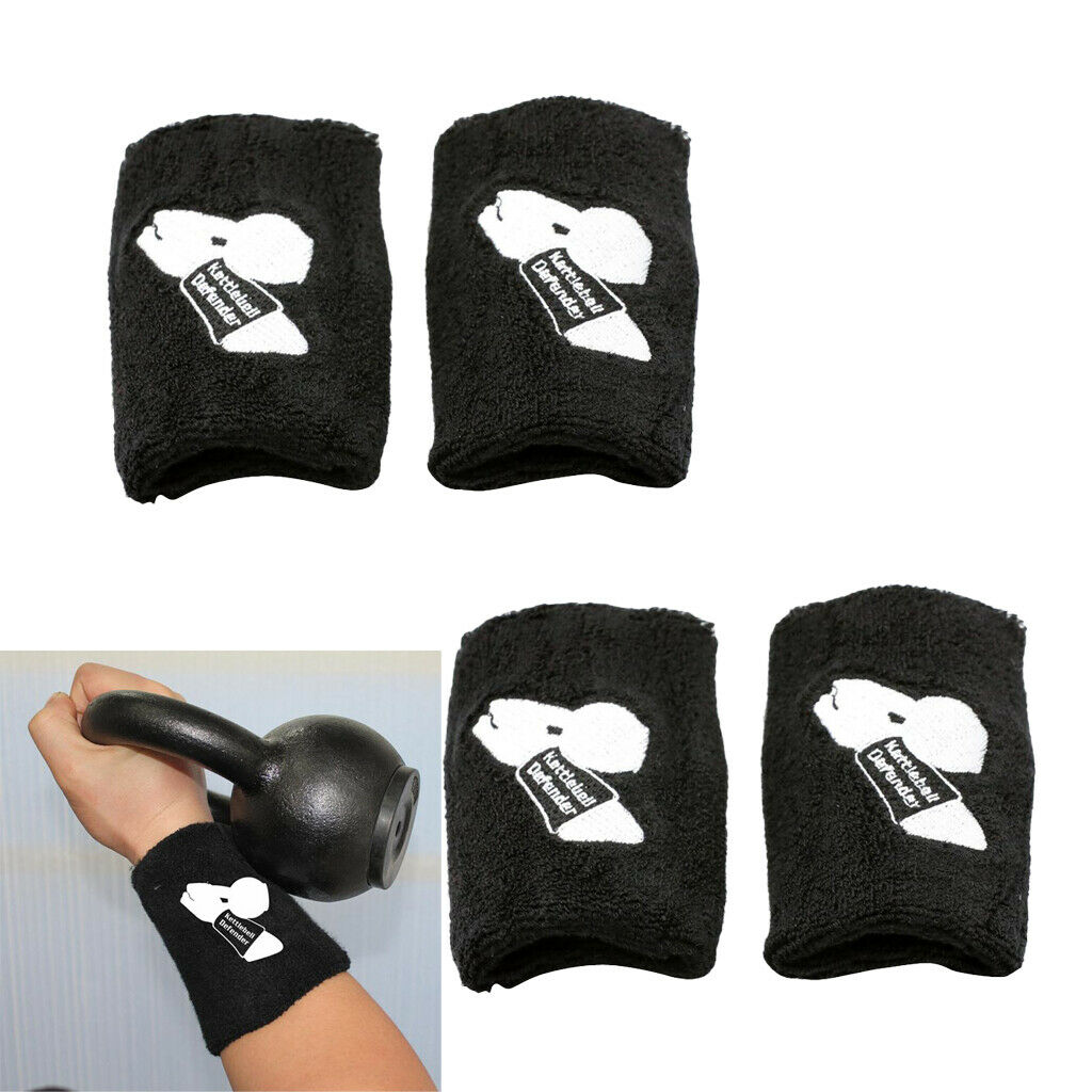 2Pairs Sports Black Kettlebell Wrist Guard  Braces Protector