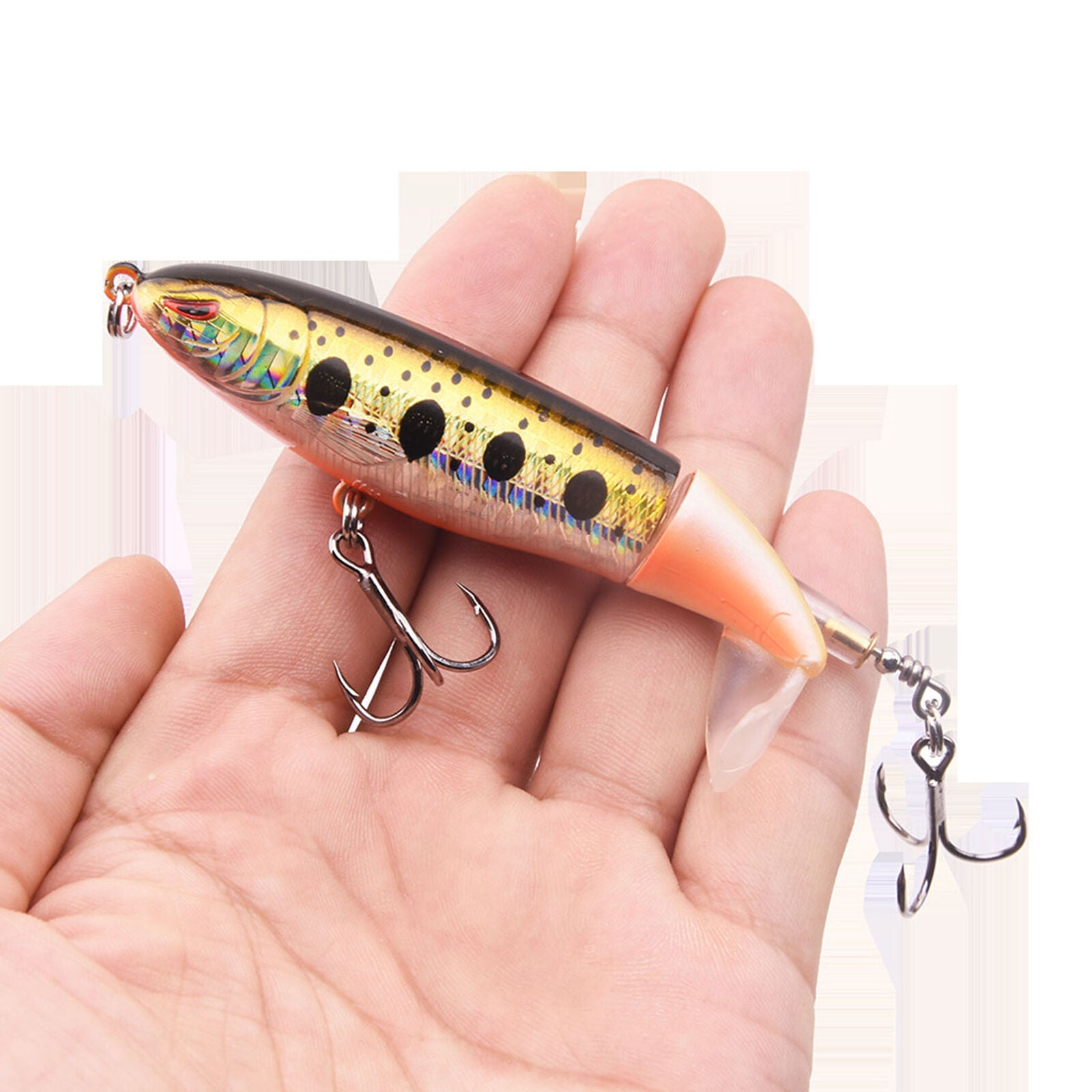 Plopper Topwater Float Fishing Lures Rotating Tail for Bass Pike Chub