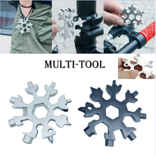 18In1 Stainless Tool MultiTool Portable Snowflake Shape Key Chain Screwdriver US