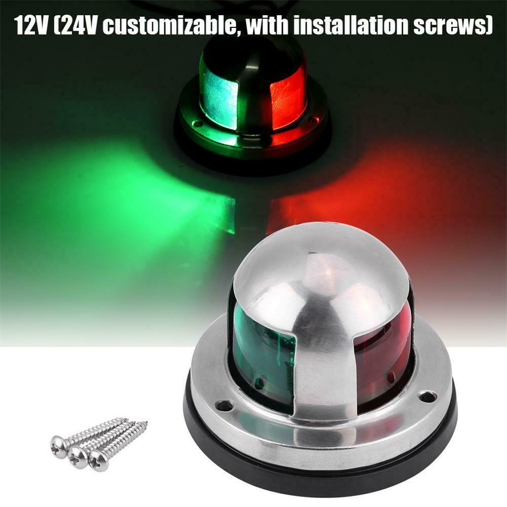 12V Marine Boat Stainless Steel Bow Navigation Light LED Red & Green Yacht Lamp
