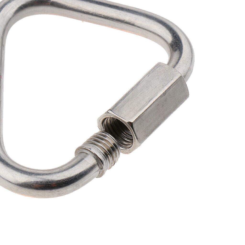 2X Outdoor Triangle Stainless Steel Carabiner Camping Keychain Quick Link 6mm