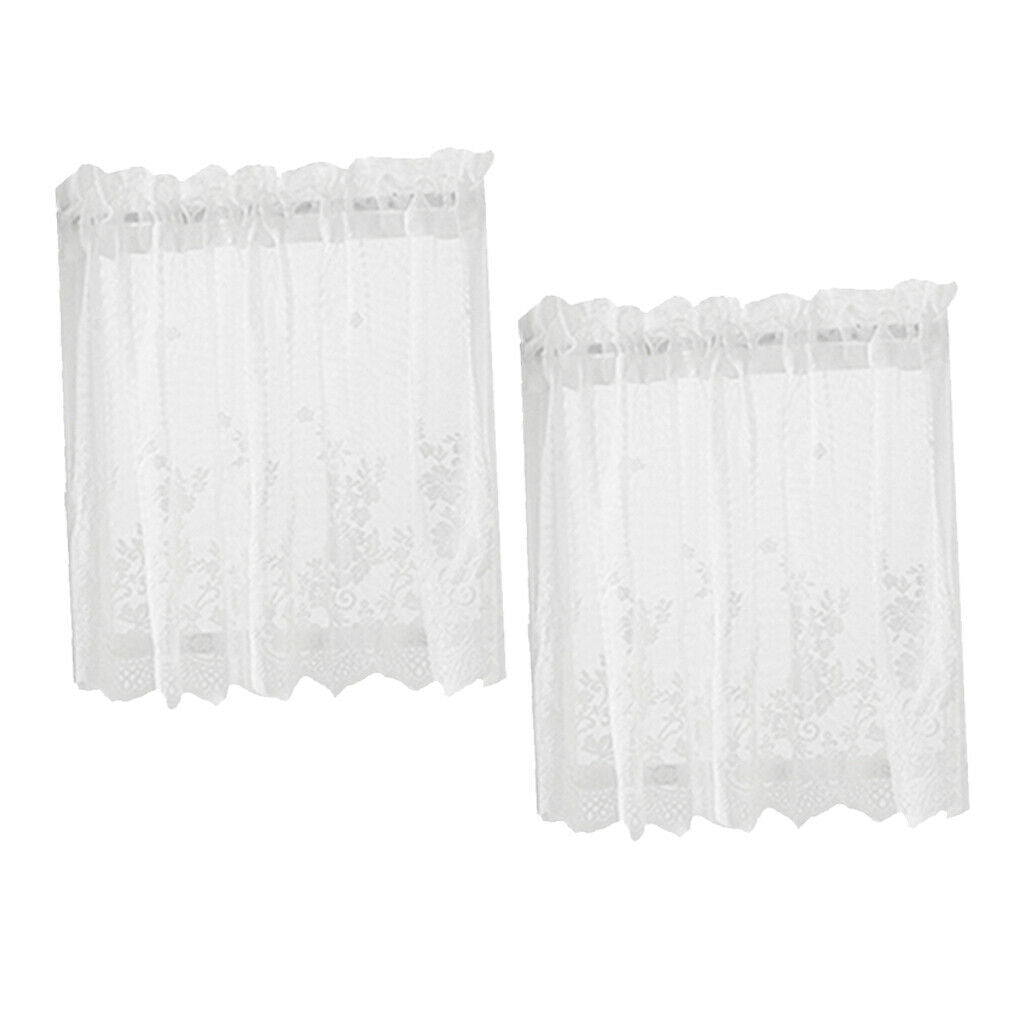 2 Panels Embroidered Lace Window Voile Sheer Curtain Valance Tier for Privacy