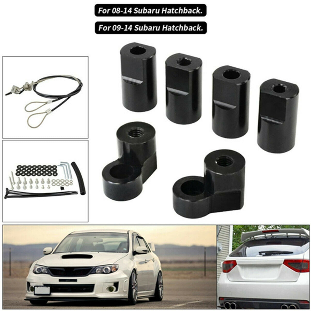 For 08-14 Subaru WRX / STi Hatchback JDM Rear Roof Wing Spoiler Riser Extension