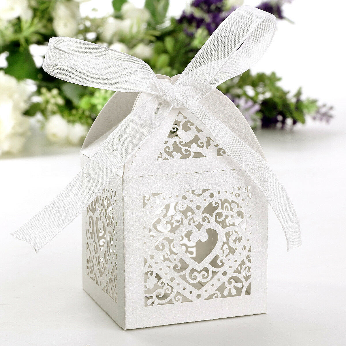 150pcs Romantic Hollowed Love Heart Paper Party Wedding Favor Ribbon Candy Boxes