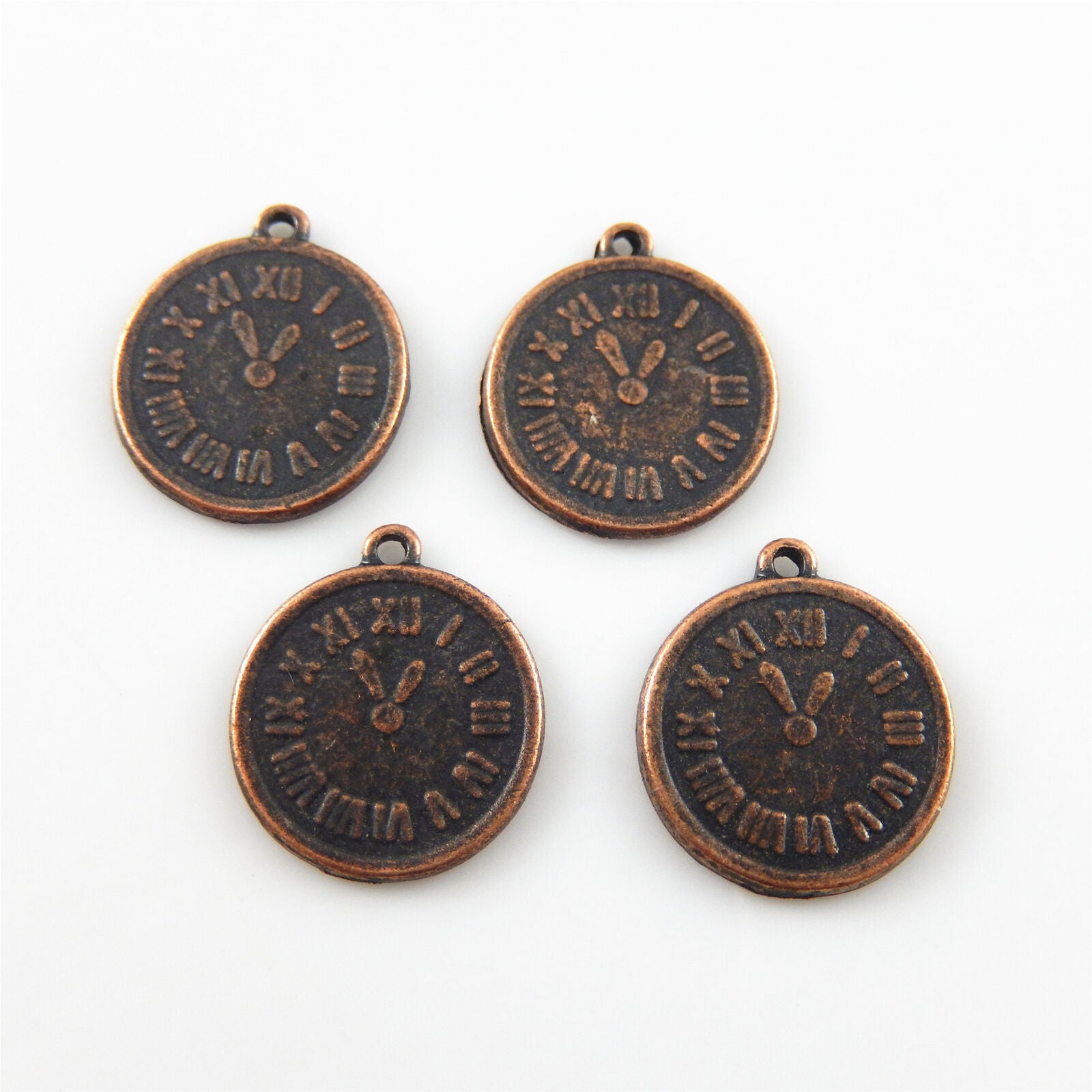25 pcs Copper Red Color Clock Shaped Pendant Charm 11mm Jewelry Accessories DIY