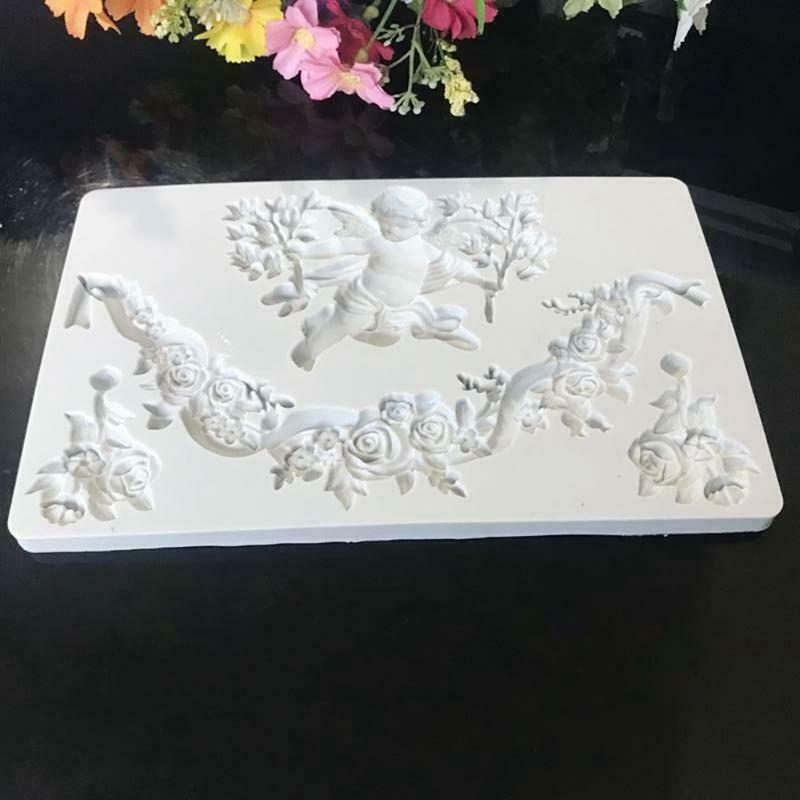 Angel Babies and Flower Rattan Shaped Pattern Mould Silica Gel Material