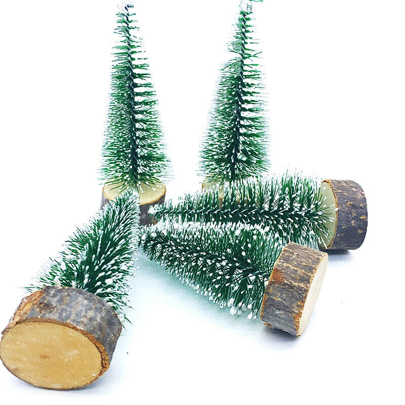 1PC Mini Small Wooden Snow Pine Needle Tree Christmas tree Desktop Table Ornamen
