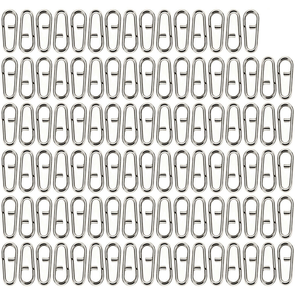 100pcs Stainless Steel Bent Head Oval Split Ring Fishing Tackle Connector L
