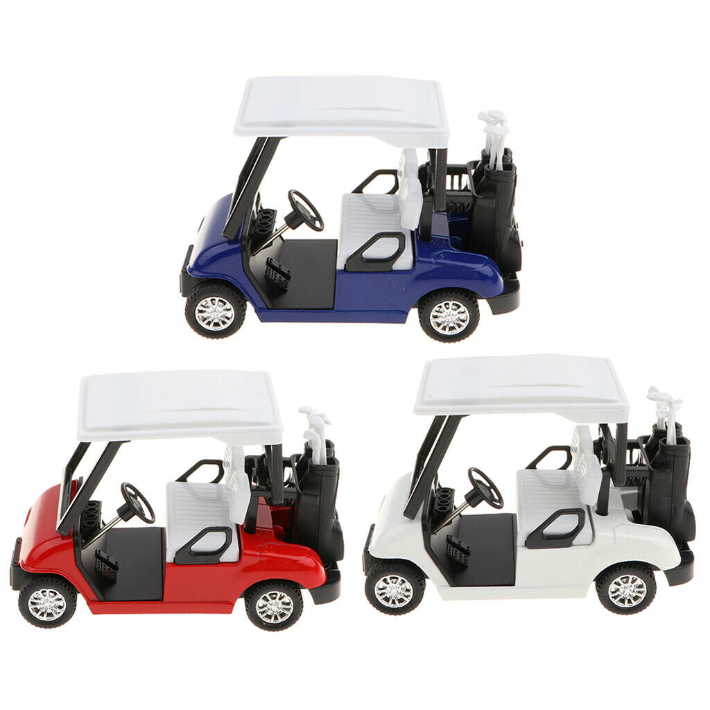 3pcs/set Alloy Pull Back Golf Cart Assorted Colors (Red, Blue and White)