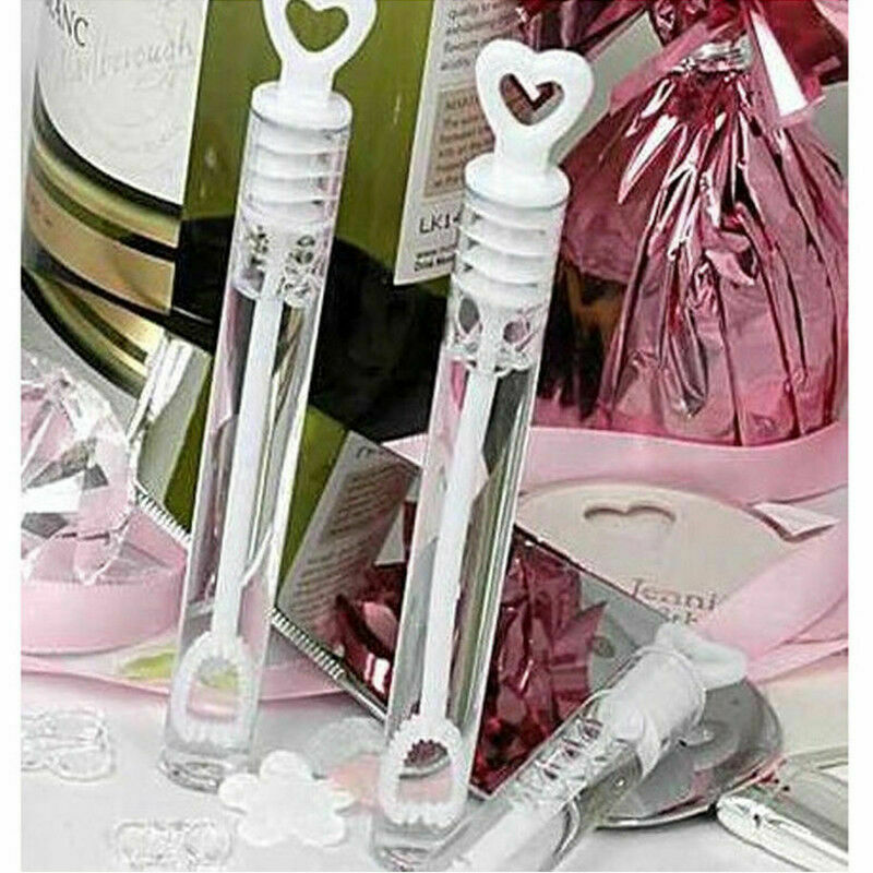 24 Clear Bubbles Heart Wand Wedding Party Favours Table Decor Kids Gifts