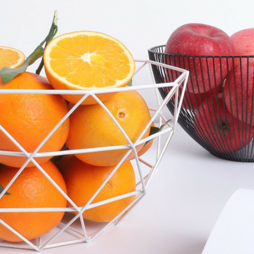 Metal Wire Fruit Basket Bowl Food Serving Dish Candy Biscuit Snack Tray White