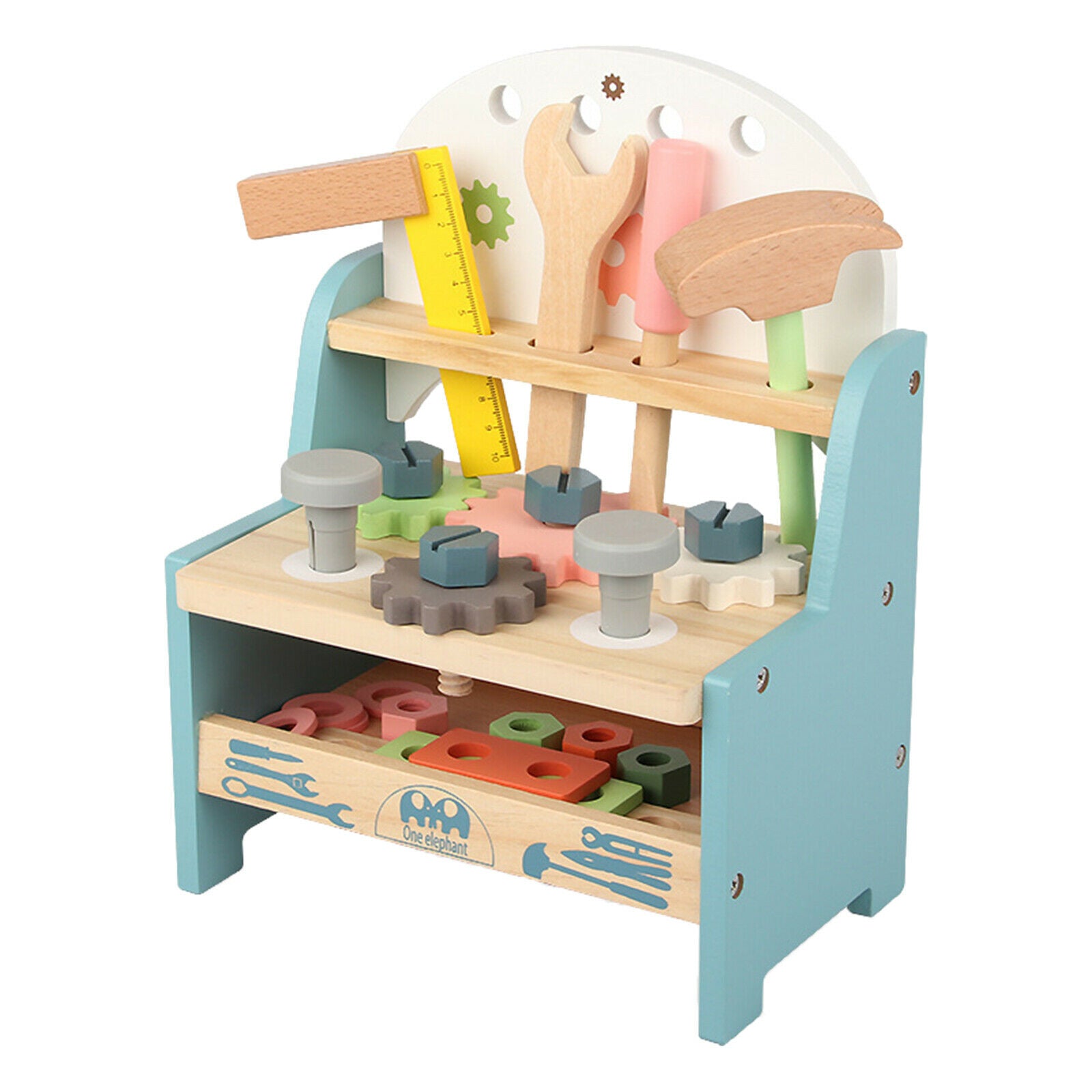 26PCS Wooden Workbench Set Workshop Nuts, Screwdriver, Ruler Set Tools Gift