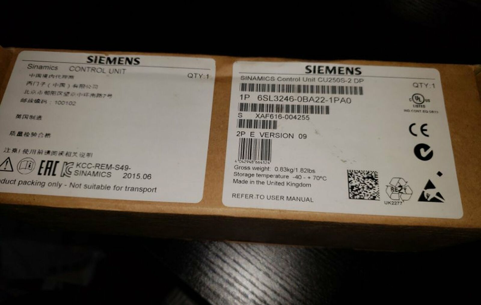 1PC New Siemens Sinamics Control Unit 6SL3246-0BA22-1PA0 One year warranty