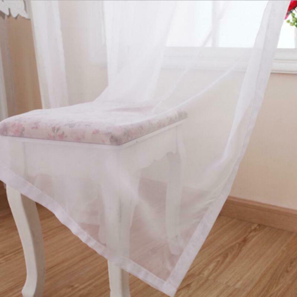 Solid White Yarn Curtain Window Tulle Curtains for Living Room @
