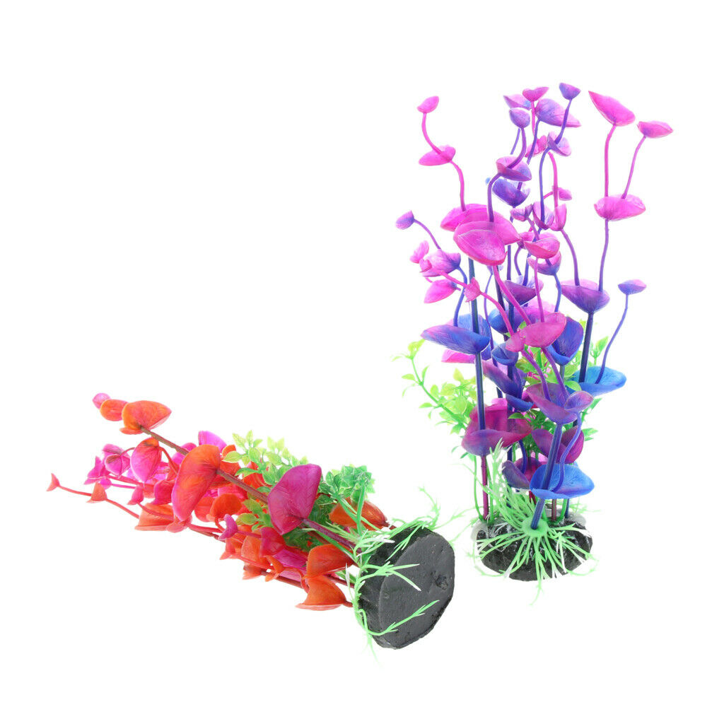 Pack of 2, Aquarium Plastic Plant Fish Tank Decor Aquatic Water Grass Underwater