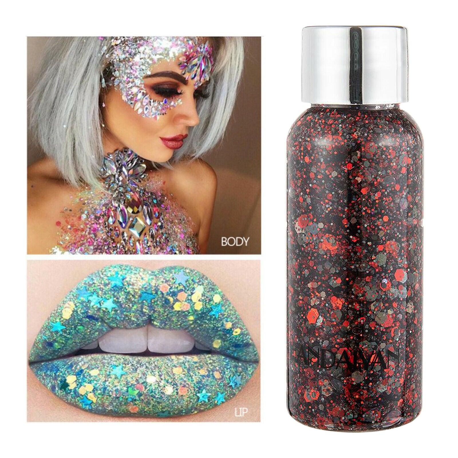 Cosmetic Chunky Glitter Gel Body Eyeshadow Lips Hair Makeup Decoration 35g 8