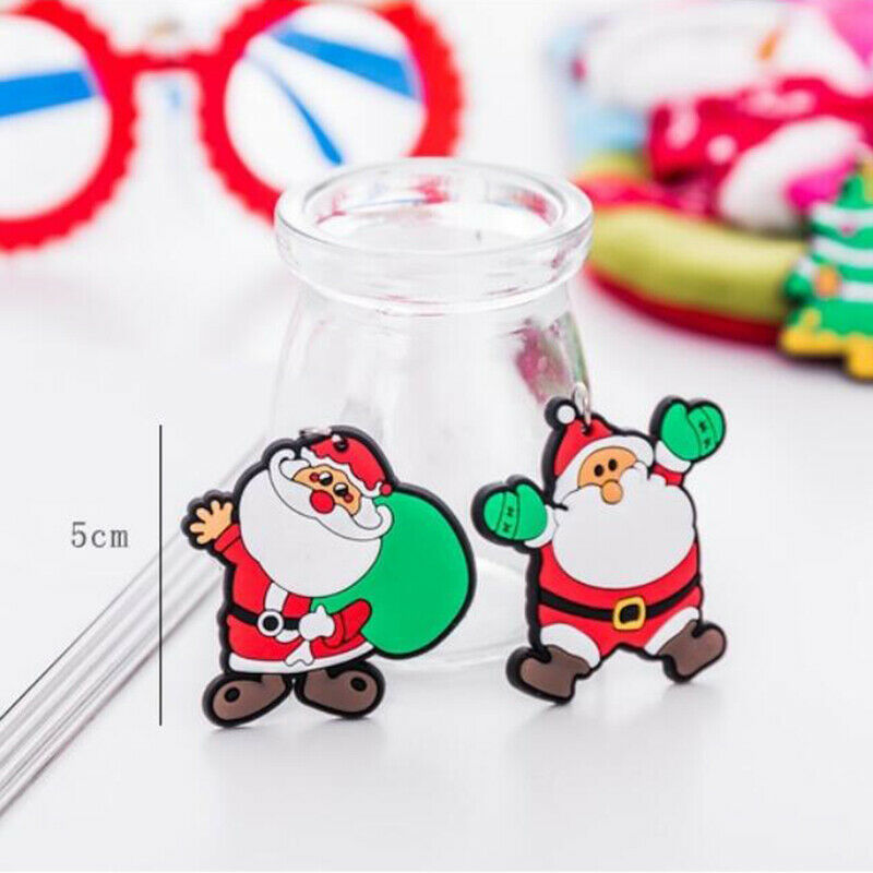 6pcs Cartoon Cute Creative Santa Claus Keychain key Ring Christmas Gift Penda Pb