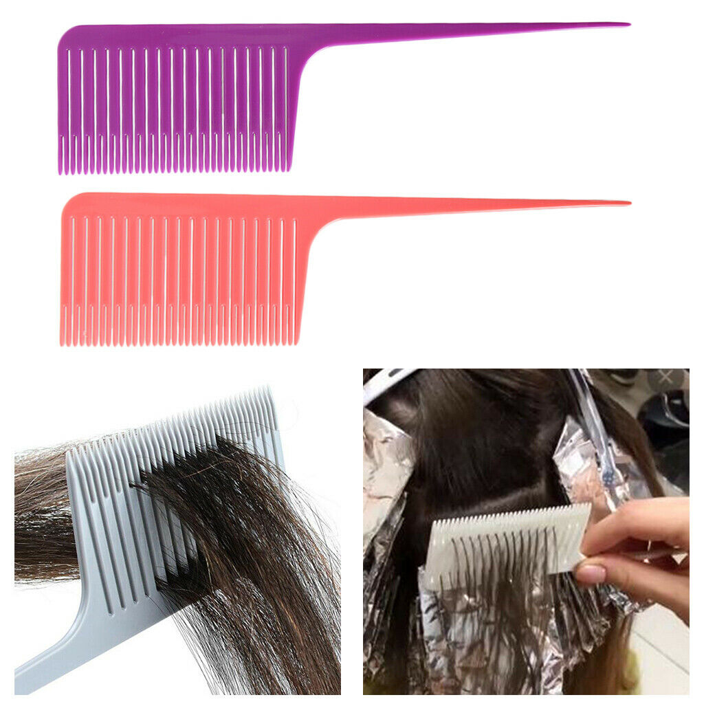 2x Plastic Sectioning Weave Highlight Foiling Hair Combs for Salon Tool