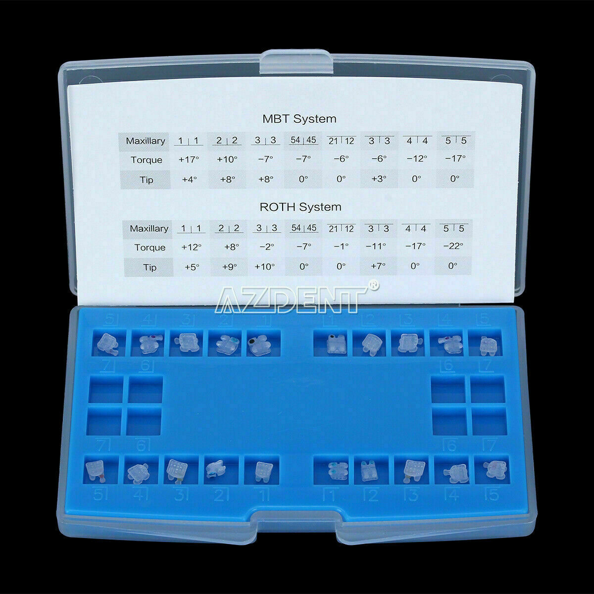 20kits/400pc Dental Ceramic Orthodontics Brackets Brace MBT 0.018 Slot 345 Hooks