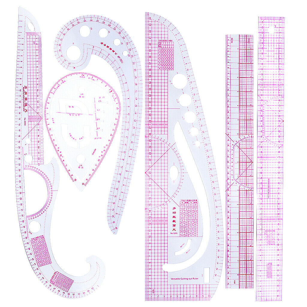 6pcs/Set Drawing Straight & Curve Sewing Clothing Rulers for Tailor Sewing