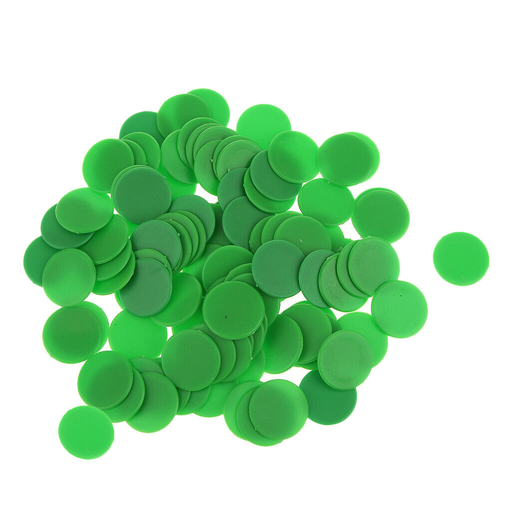 100pcs Plastic Counters Bingo For Bingo Game Cards Playing Games 1.9cm,Green