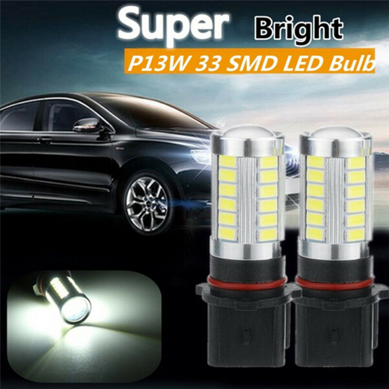 2X Xenon White High Power P13W LED Bulbs For Daytime Running Lights Fog Lam  SJ