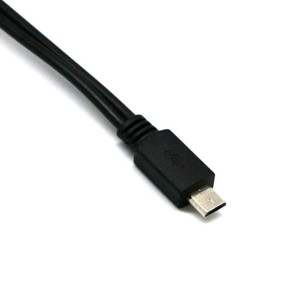 Black PVC Micro USB & Micro USB Male to Female OTG Power Adapter Cable