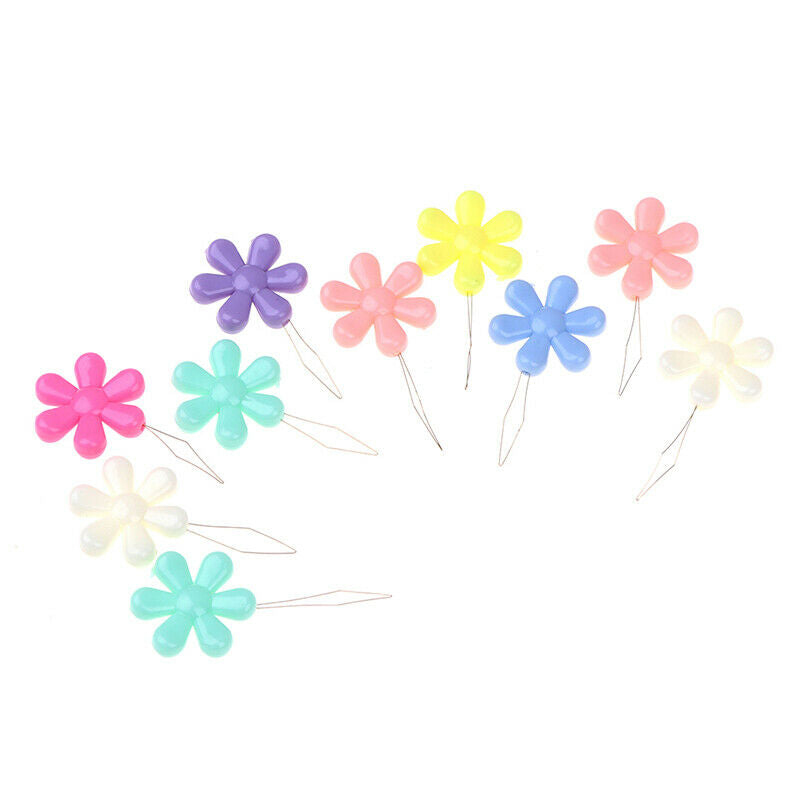 10pcs Strong Easy Grip Needle Threader Stitch Tool Candy Flower Shape Craft_DD