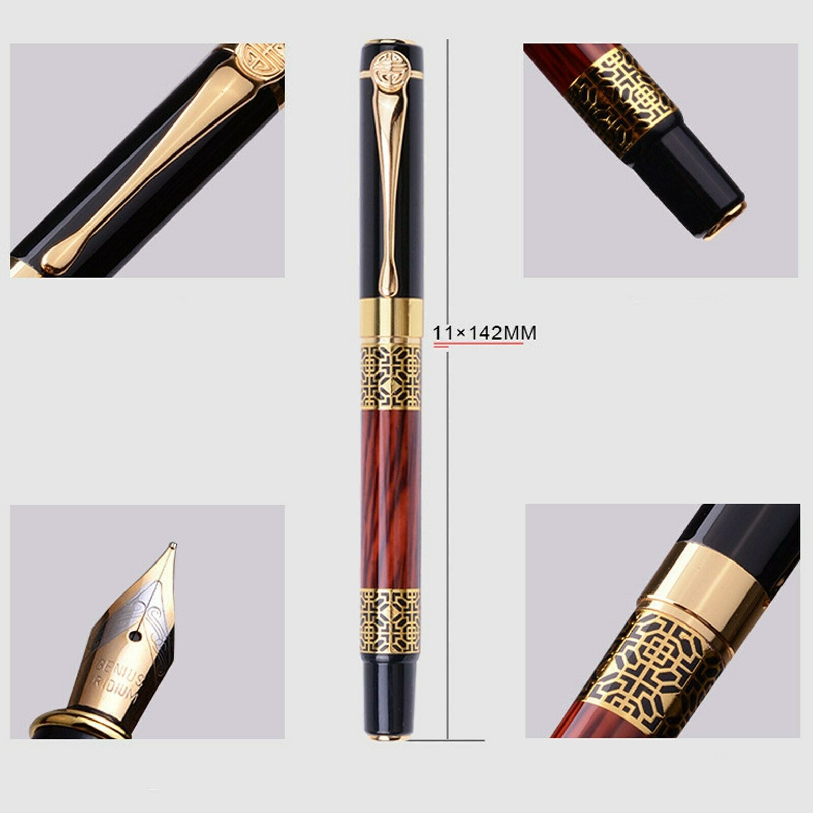 Metal Ink-Refill Fountain Pen Stationery Business Writing Gift Box Calligraphy