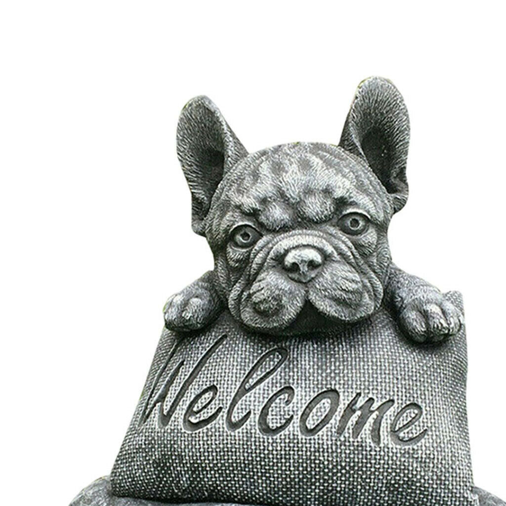 Garden French-Bulldog Statue Welcome Sign Outdoors for Home Backyard Gift