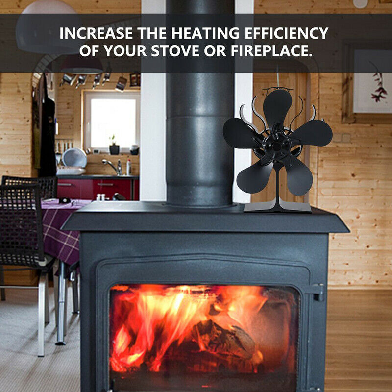5-Blade Heat Powered Stove Fan for Wood / Log Burner / Fireplace - Eco Friendly